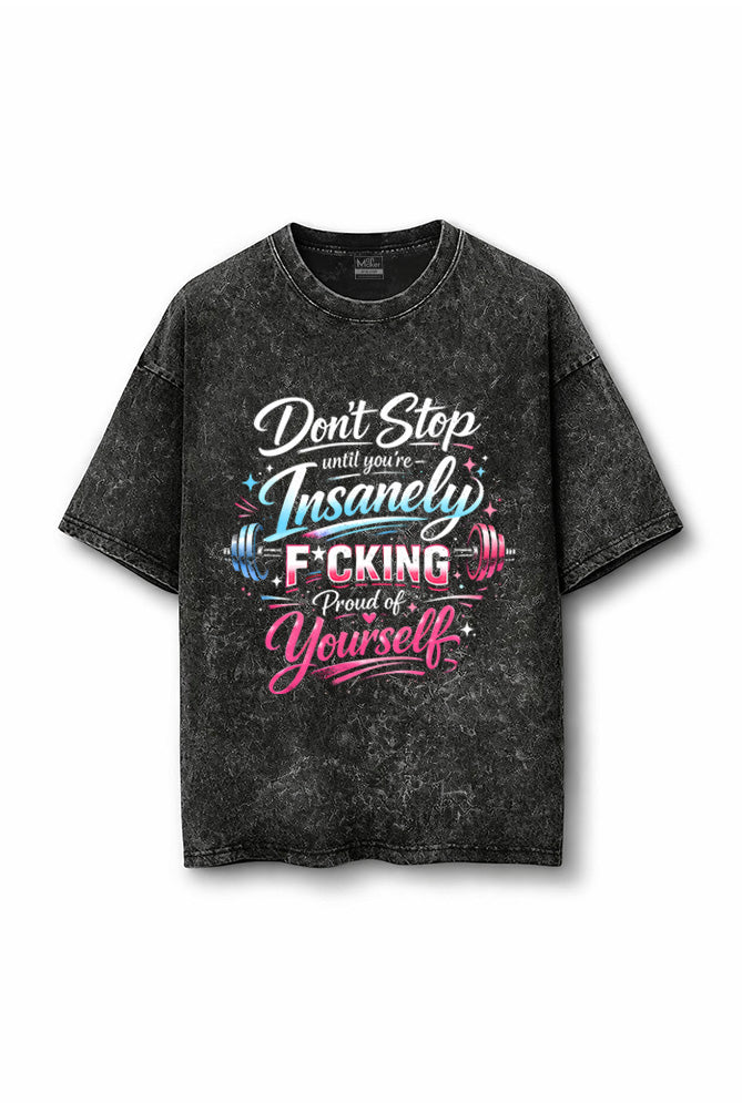 Manmaker Proud Acid Wash Oversized Gym T-shirt | Gym Wear for Female