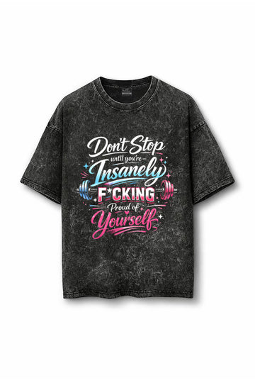 Manmaker Proud Acid Wash Oversized Gym T-shirt | Gym Wear for Female