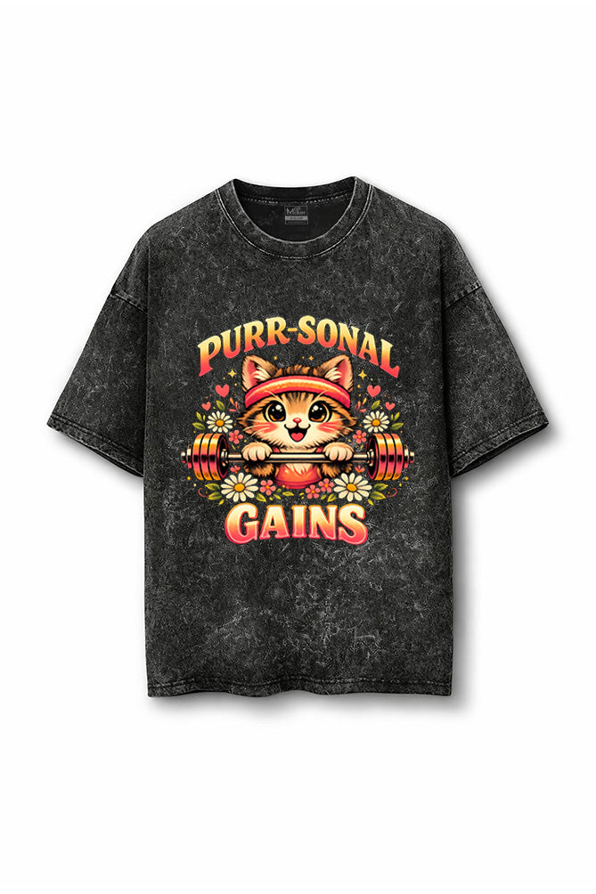Manmaker Pursonal Acid Wash Oversized Gym T-shirt | Female Gym Wear