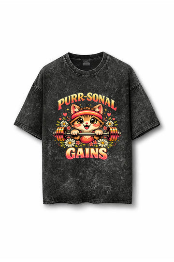 Manmaker Pursonal Acid Wash Oversized Gym T-shirt | Female Gym Wear