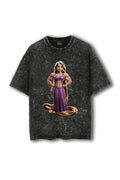 Manmaker Rapunzel Tangled Acid Wash Gym T-shirt | Female Gym Wear