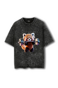 Manmaker Red Panda Acid Wash Oversized Gym T-shirt | Gym Wear for Women