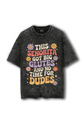 Manmaker Senorita Acid Wash Oversized Gym T-shirt | Gym Wear for Women