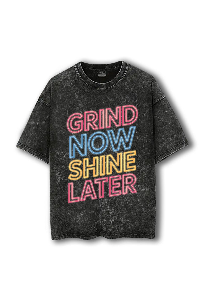 Manmaker Shine Acid Wash Oversized Gym T-shirt | Gym Wear for Women