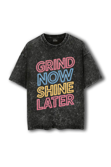 Manmaker Shine Acid Wash Oversized Gym T-shirt | Gym Wear for Women