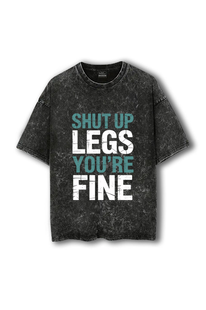 Manmaker Shut Up Legs Acid Wash Oversized Gym T-shirt | Gym Wear for Men and Women