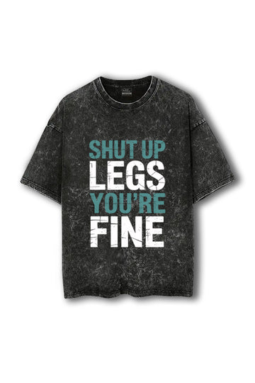 Manmaker Shut Up Legs Acid Wash Oversized Gym T-shirt | Gym Wear for Men and Women