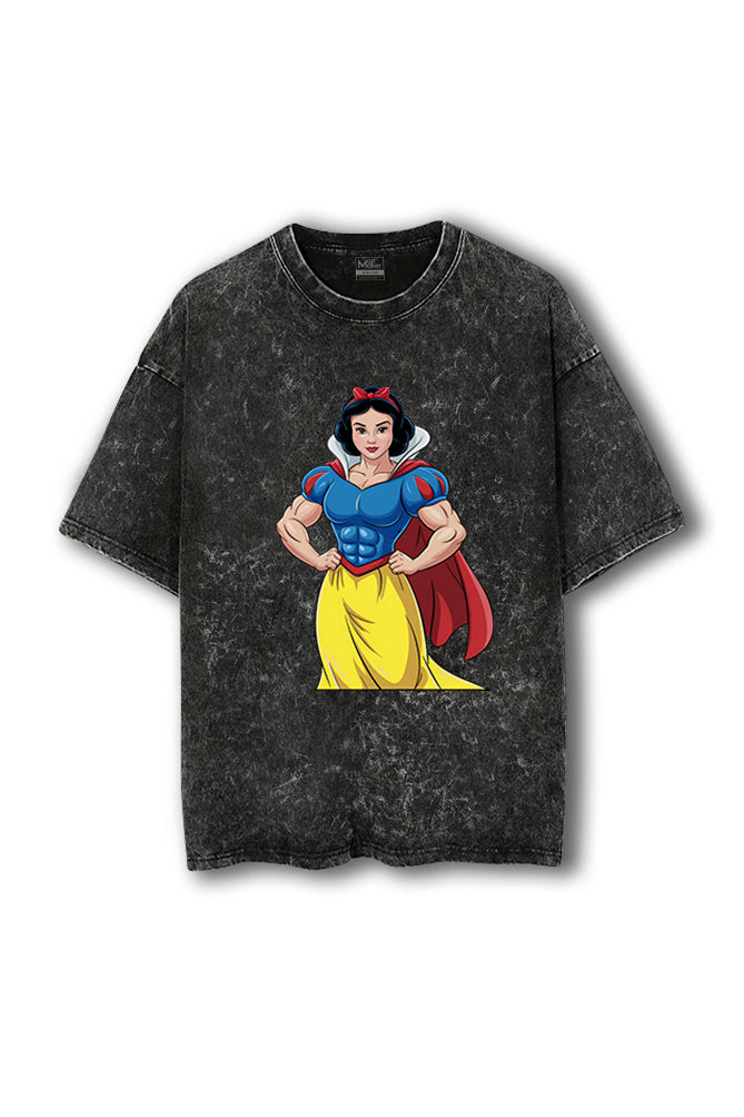 Manmaker Snow White Acid Wash Oversized Gym T-shirt | Female Gym Wear