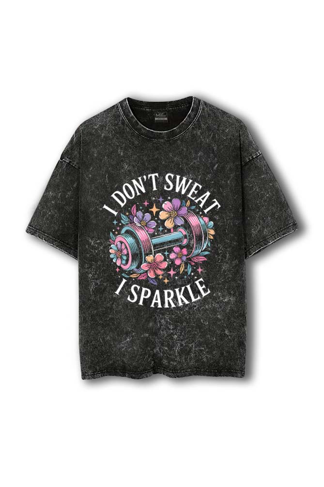 Manmaker Sparkle Acid Wash Oversized Gym T-shirt | Female Gym Wear