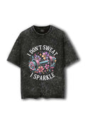Manmaker Sparkle Acid Wash Oversized Gym T-shirt | Female Gym Wear