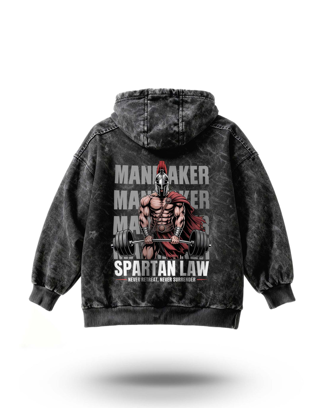 Manmaker Spartan Rule Acid Wash Gym Hoodie | Gym Wear for Men