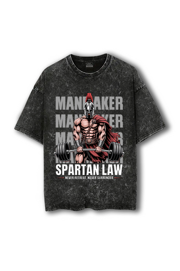 Manmaker Spartan Rule Acid Wash Oversized Gym T-shirt | Gym Wear