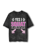 Manmaker Squat Acid Wash Oversized Gym T-shirt | Gym Wear for Women