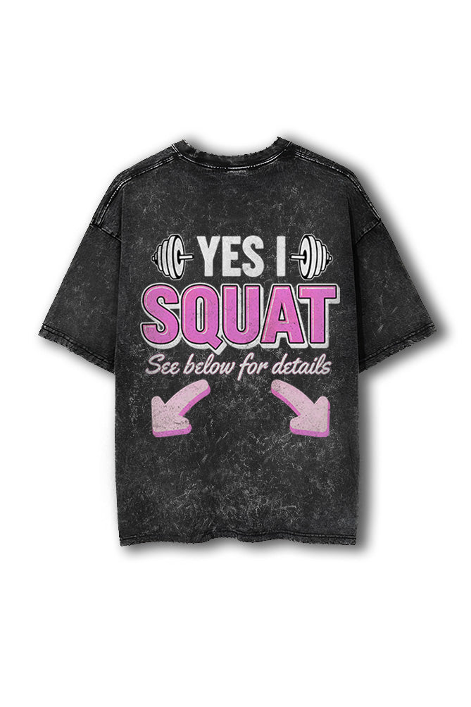 Manmaker Squat Acid Wash Oversized Gym T-shirt | Gym Wear for Women