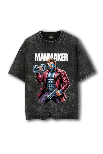 Manmaker Starlord Acid Wash Oversized Gym T-shirt | Marvel | Gym Wear