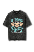 Manmaker Strong Acid Wash Oversized Gym T-shirt | Gym Wear for Women