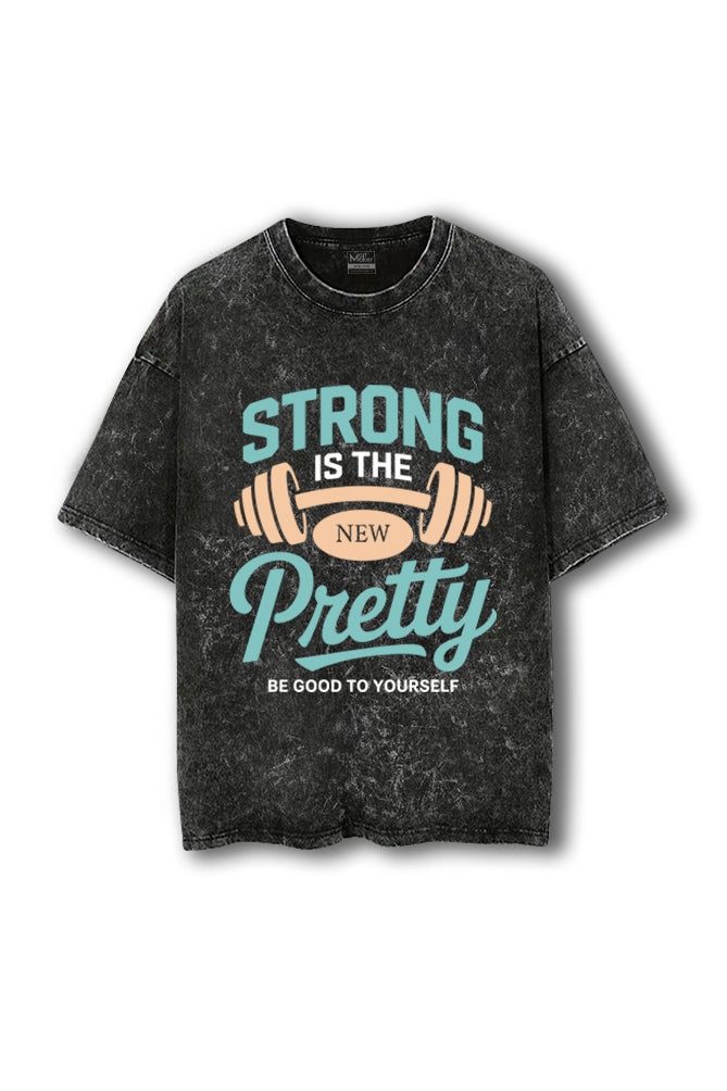 Manmaker Strong Acid Wash Oversized Gym T-shirt | Gym Wear for Women