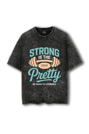 Manmaker Strong Acid Wash Oversized Gym T-shirt | Gym Wear for Women