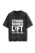 Manmaker Strong Women Acid Wash Oversized Gym T-shirt | Female gymwear