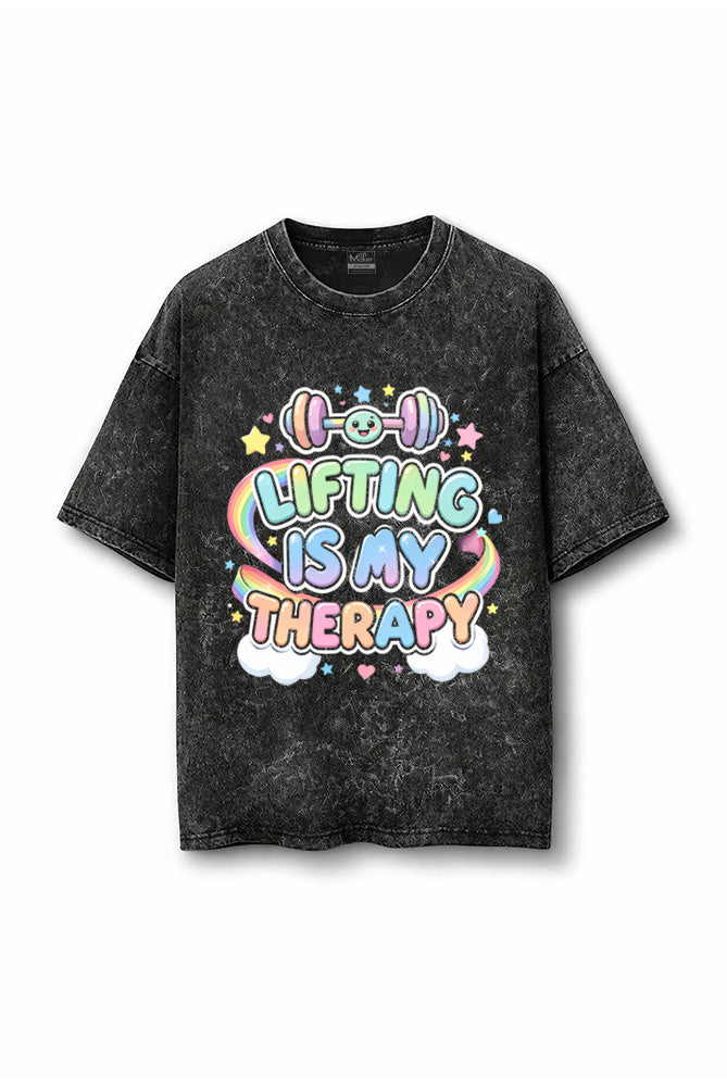 Manmaker Therapy Acid Wash Oversized Gym T-shirt | Female Gym Wear
