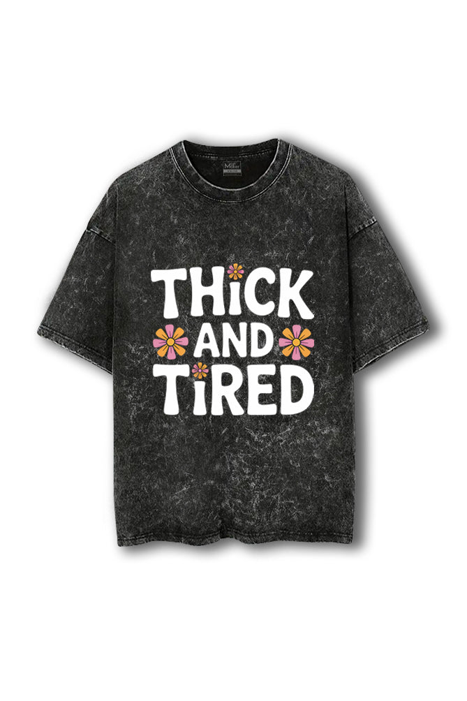 Manmaker Thick Acid Wash Oversized Gym T-shirt | Gym Wear for Women