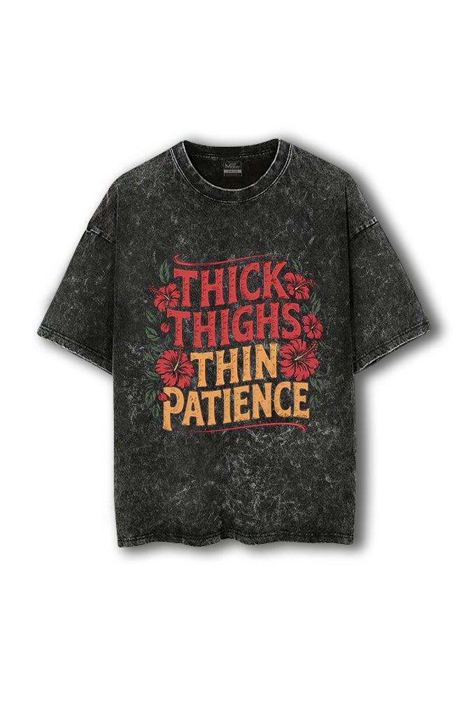 Manmaker Thick Thighs Acid Wash Gym T-shirt | Female Gym Wear