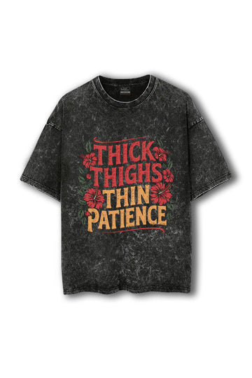 Manmaker Thick Thighs Acid Wash Gym T-shirt | Female Gym Wear