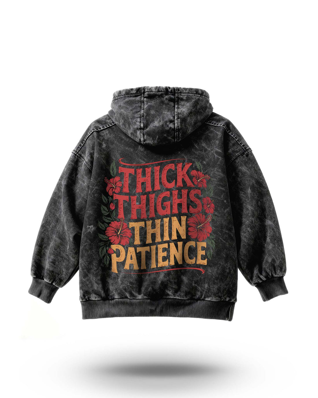 Manmaker Thick Thighs Acid Wash Gym Hoodie | Gym Wear for Women