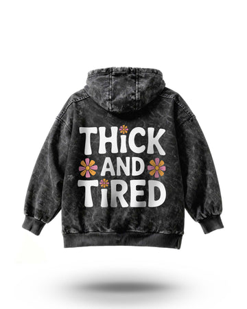 Manmaker Thick and Tired Acid Wash Gym Hoodie | Gym Wear for Women
