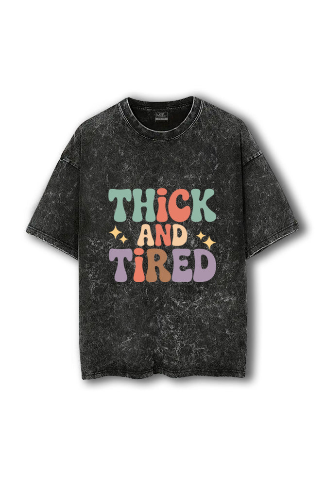 Manmaker Thick and Tired Acid Wash Oversized Gym T-shirt | Gym Wear for Women
