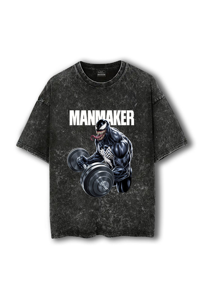 Manmaker Venom Acid Wash Oversized Gym T-shirt | Marvel | Gym Wear