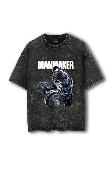 Manmaker Venom Acid Wash Oversized Gym T-shirt | Marvel | Gym Wear