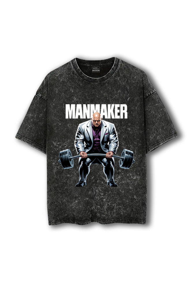 Manmaker Wilson Fisk Acid Wash Oversized Gym T-shirt | Marvel Gym Wear