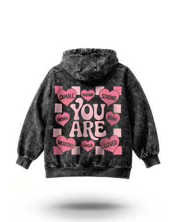 Manmaker You Are Acid Wash Gym Hoodie | Gym Wear for Women