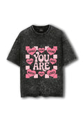 Manmaker You Are Acid Wash Oversized Gym T-shirt | Gym Wear for Women