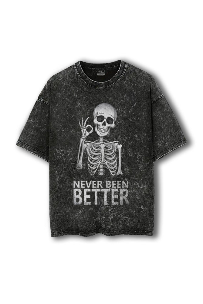 Manmaker Skeleton Acid Wash Oversized T-shirt | Skull T-shirt