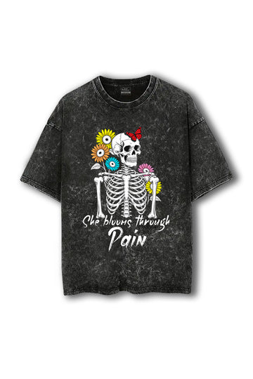 Manmaker Blooms Acid Wash Oversized Gym T-shirt
