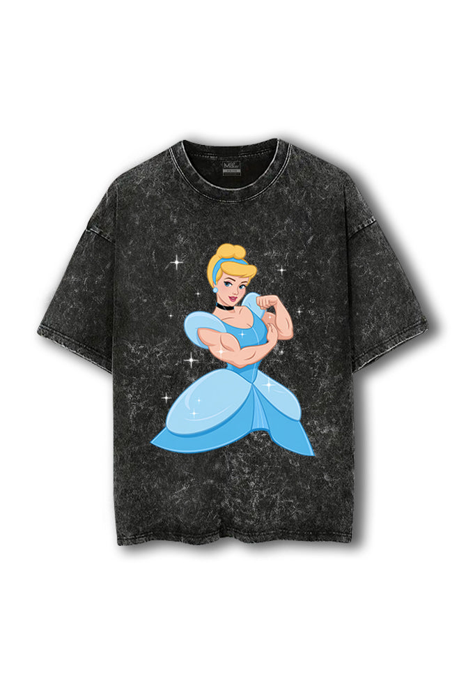 Manmaker Cinderella Acid Wash Oversized Gym T-shirt | Female Gym Wear