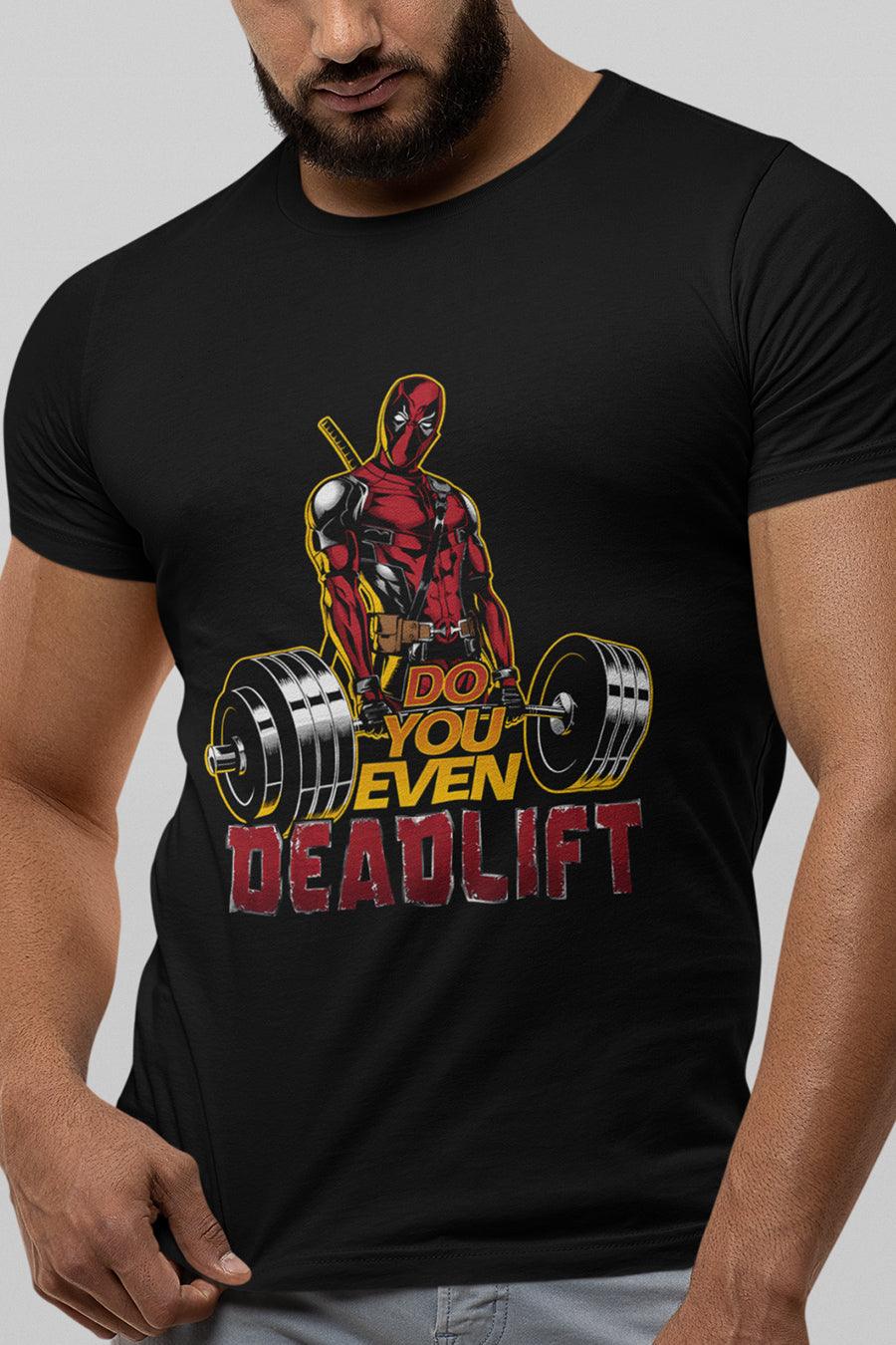 Manmaker's Deadpool Deadlift Black T-shirt | Fitness T-shirt