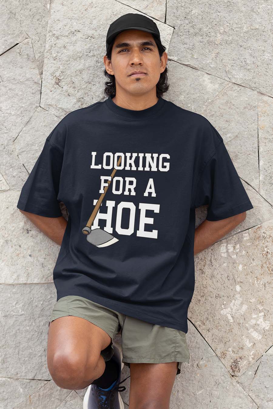 Manmaker's Hoe Offensive Navy Blue Oversized T-shirt | Manmaker