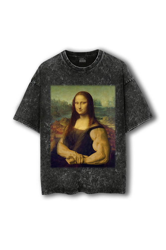 Acid Wash Oversized T-shirt | Mona Lisa T-shirt | Gym T-shirt