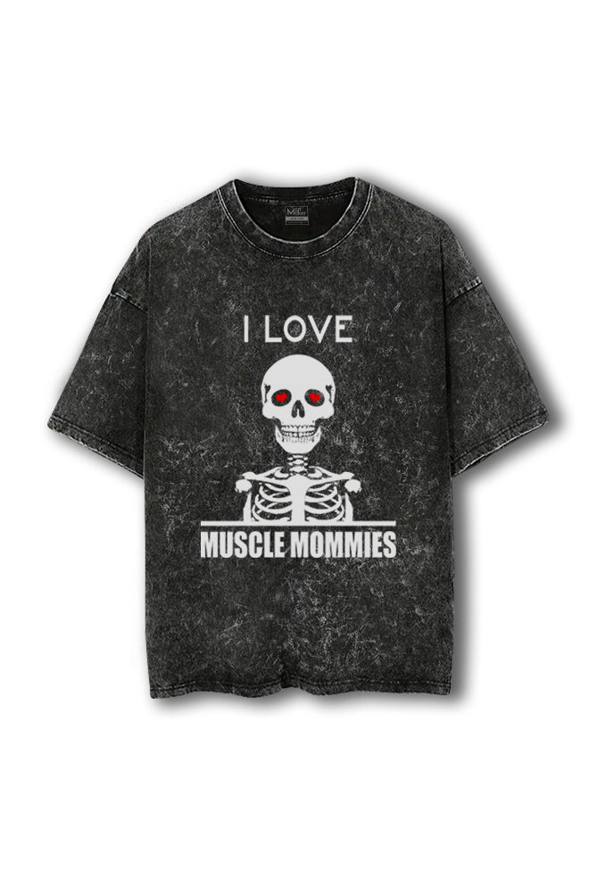 Manmaker Muscle Mommies Acid Wash Oversized Gym T-shirt