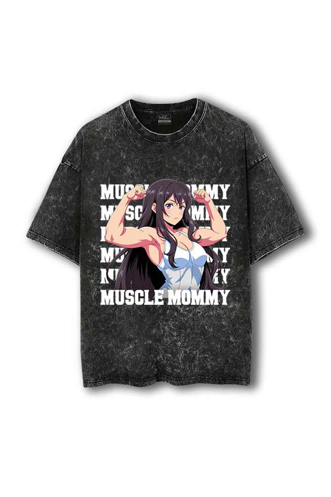 Manmaker Muscle Mommy Acid Wash Oversized Gym T-shirt | Female Gymwear