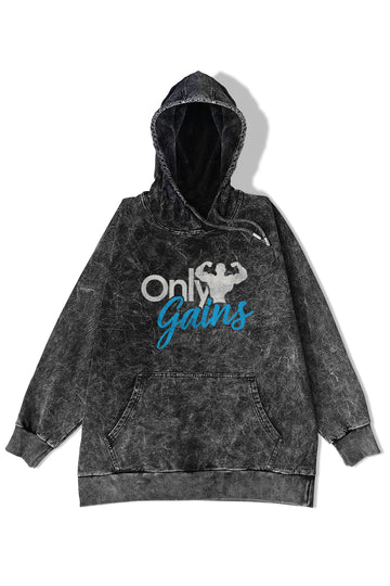 Manmaker Only gains Acid Wash Gym Hoodie | Gym Wear