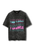 Manmaker Sparkle Acid Wash Oversized Gym T-shirt | Female Gym wear
