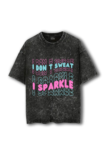Manmaker Sparkle Acid Wash Oversized Gym T-shirt | Female Gym wear
