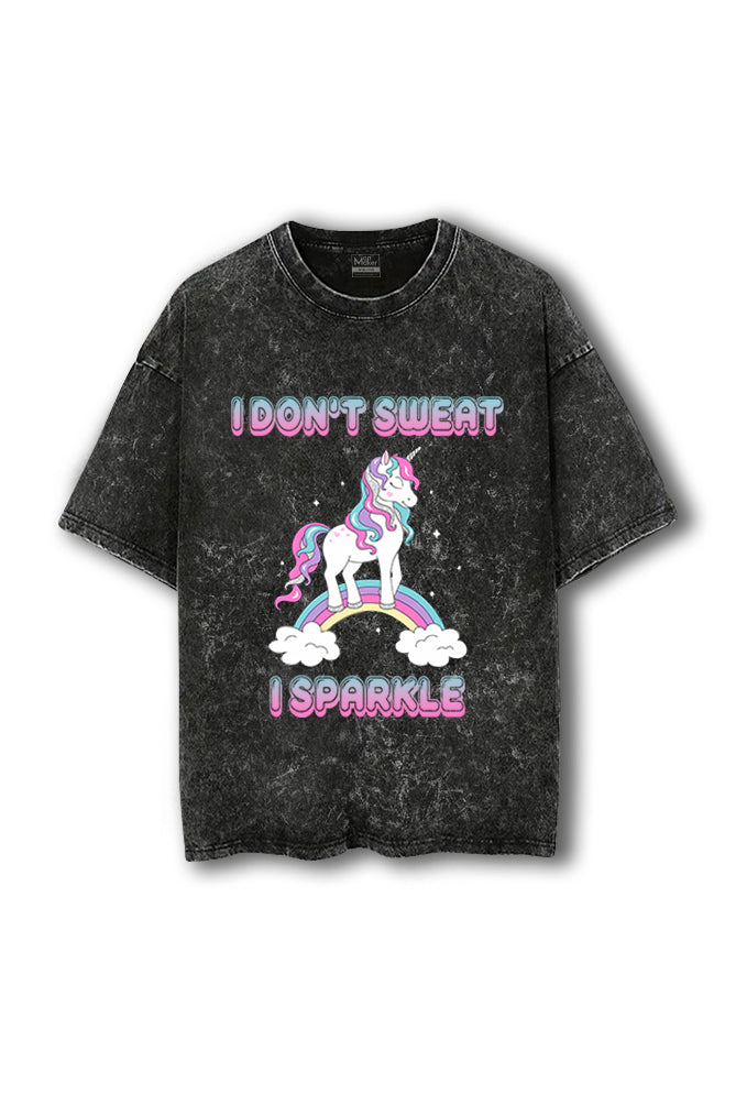 Manmaker Unicorn Acid Wash Oversized Gym T-shirt | Female Gym wear